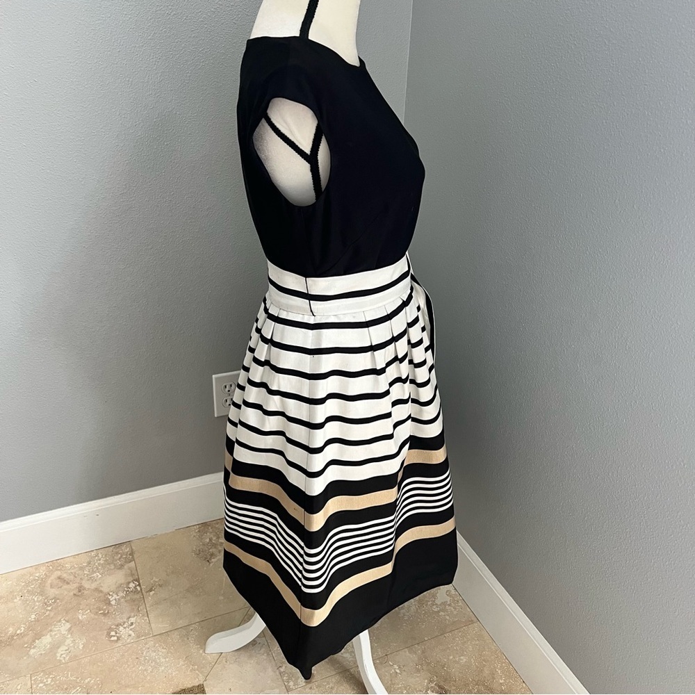 Dressbarn Black and White Pleated Midi Dress - Picture 7 of 14